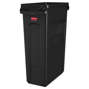 Rubbermaid 23 gal. Slim Jim Black Receptacle w/ Venting Channels