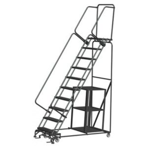 Ballymore 10 Step Gray Steel Rolling Safety Ladder