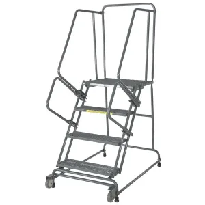 Ballymore Tilt and Roll 4-Step Gray Steel Rolling Safety Ladder