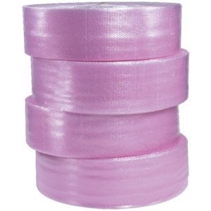 Large Pink Anti-Static Bubble Wrap Slit 12"; Perf 12"' 250' per Roll