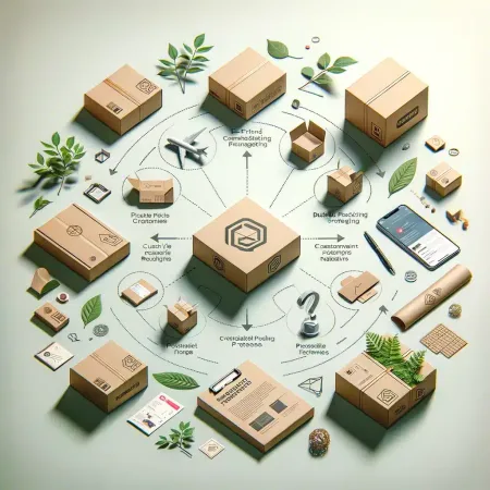 DALL·E-2024-05-22-12.13.30-An-image-showcasing-various-e-commerce-packaging-strategies.-The-image-should-include-packages-with-eco-friendly-materials-custom-fit-boxes-creative