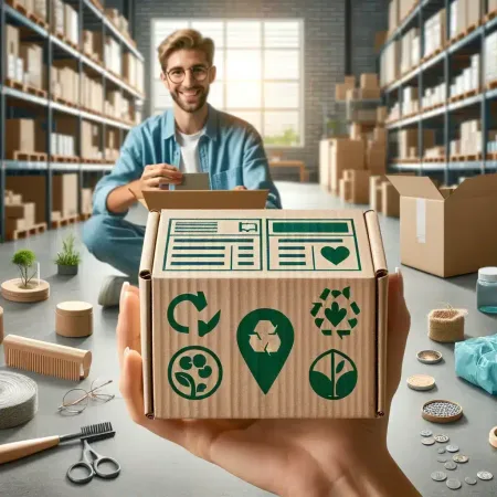 DALL·E-2024-05-22-12.18.36-A-detailed-image-showcasing-sustainable-shipping-and-packing-supplies.-The-scene-includes-eco-friendly-materials-such-as-biodegradable-packaging-recy